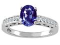 Tommaso Design™ Oval 8x6mm Genuine Iolite and Diamond Solitaire Engagement Ring