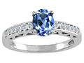 Tommaso Design™ Oval 7x5mm Genuine Tanzanite and Diamond Solitaire Engagement Ring