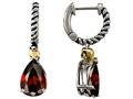 Genuine Garnet Hoop Hanging Earrings