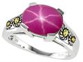 Genuine Oval Lab Created Star Ruby Ring