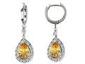 Original Star K™ Simulated Yellow Sapphire 1.50 Inch Drop Earrings Dangling On 35mm Huggie Hoop