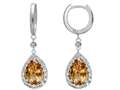 Original Star K™ Oval 9x7mm Simulated Lemon Quartz Drop Earrings Dangling On Huggie Hoop