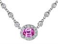 925 sterling silver oval simulated pink tourmaline necklace