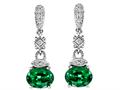 Original Star K™ Simulated Emerald 1.50 Inch Hanging Drop Earrings