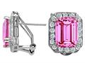 Original Star K™ Created Emerald Cut Pink Sapphire Earrings