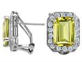 Original Star K™ Genuine Emerald Cut Lemon Quartz Earrings