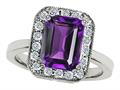 Original Star K™ 925 Genuine Emerald Cut Amethyst Ring