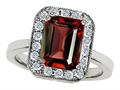 Original Star K™ 925 Genuine Emerald Cut Garnet Ring