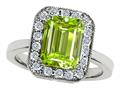 Original Star K™ 925 Genuine Emerald Cut Peridot Ring