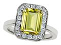 Original Star K™ 925 Genuine Emerald Cut Lemon Quartz Ring