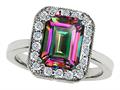 Original Star K™ 925 Genuine Emerald Cut Mystic Rainbow Topaz Ring