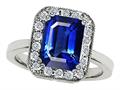 Original Star K™ 925 Created Emerald Cut Sapphire Ring