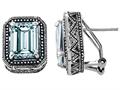 Original Star K™ 925 Bali Style Genuine Emerald Cut Aquamarine Earrings