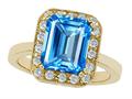 Original Star K™ 925 Genuine Emerald Cut Blue Topaz Ring