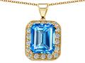 Original Star K™ Genuine Emerald Cut Blue Topaz Pendant