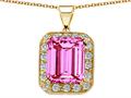 Original Star K™ Simulated Emerald Cut Pink Tourmaline Pendant