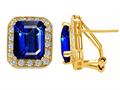 Original Star K™ Created Emerald Cut Sapphire Earrings