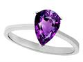 Tommaso Design™ Genuine Amethyst Pear Shape 8x6mm Solitaire Engagement Ring