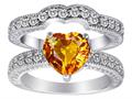 Original Star K™ Genuine 8mm Heart Shape Citrine Wedding Set