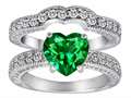 Original Star K™ 8mm Heart Shape Simulated Emerald Wedding Set