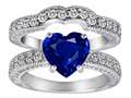 Original Star K™ 8mm Heart Shape Created Sapphire Wedding Set