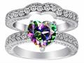 Original Star K™ 8mm Heart Shape Rainbow Mystic Topaz Wedding Set