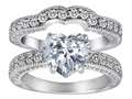 Original Star K™ 8mm Heart Shape Genuine White Topaz Wedding Set