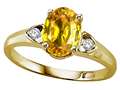 Tommaso Design™ Oval 8x6mm Simulated Yellow Sapphire and Diamond Ring