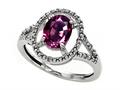 Tommaso Design™ Oval 8x6mm Genuine Rhodolite and Diamond Ring