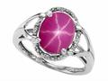 Tommaso Design™ Oval 10x8mm Created Star Ruby and Diamond Ring