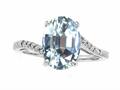 Tommaso Design™ Oval 10x8mm Genuine Aquamarine and Diamond Ring