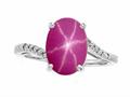 Tommaso Design™ Oval 10x8mm Created Star Ruby and Diamond Ring