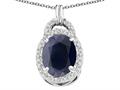 Tommaso Design™ Oval 10x8mm Genuine Black Sapphire and Diamond Pendant