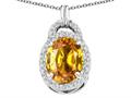 Tommaso Design™ Oval 10x8mm Genuine Citrine and Diamond Pendant