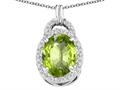 Tommaso Design™ Oval 10x8mm Genuine Peridot and Diamond Pendant