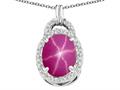 Tommaso Design™ Oval 10x8mm Created Star Ruby and Diamond Pendant