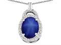 Tommaso Design™ Oval 10x8mm Created Star Sapphire and Diamond Pendant