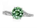 Tommaso Design™ Round 7mm Simulated Green Sapphire and Diamonds Bypass Ring