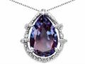 Tommaso Design™ Pear Shape 11x8mm Simulated Alexandrite and Diamond Pendant