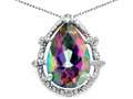 Tommaso Design™ Pear Shape 11x8mm Mystic Rainbow Topaz and Diamond Pendant