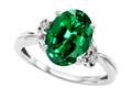 Tommaso Design™ Oval 10x8mm Simulated Emerald And Diamond Ring