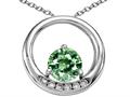 Tommaso Design™ Round 6mm Simulated Green Sapphire and Diamond Circle Pendant