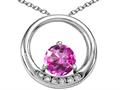 Tommaso Design™ Round 6mm Simulated Pink Tourmaline And Diamond Circle Pendant