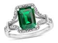 Tommaso Design™ Simulated Emerald Cut Emerald and Diamond Ring
