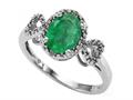 Tommaso Design™ Genuine Oval Emerald and Diamond Ring