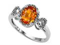 Tommaso Design™ Oval 8x6mm Genuine Orange Sapphire and Diamond Ring