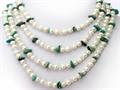 72 Inch Long GenuineTurquoise and Pearl Necklace