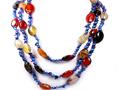 77 Inch Long Genuine Blue Pearl , Amethyst and Agate Necklace