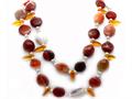 52 Inch Long Genuine Pearl and Brown Agate Necklace