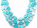Genuine 58 Inch Long Pearl and Blue Mother of Pearl Necklace